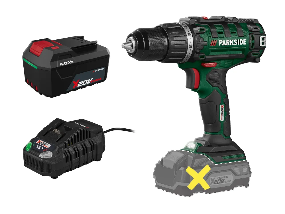 PARKSIDE® Aku vŕtací skrutkovač PABS 20-Li I9 + Akumulátor 20 V/4 Ah + Rýchlonabíjačka 20 V/4,5 A