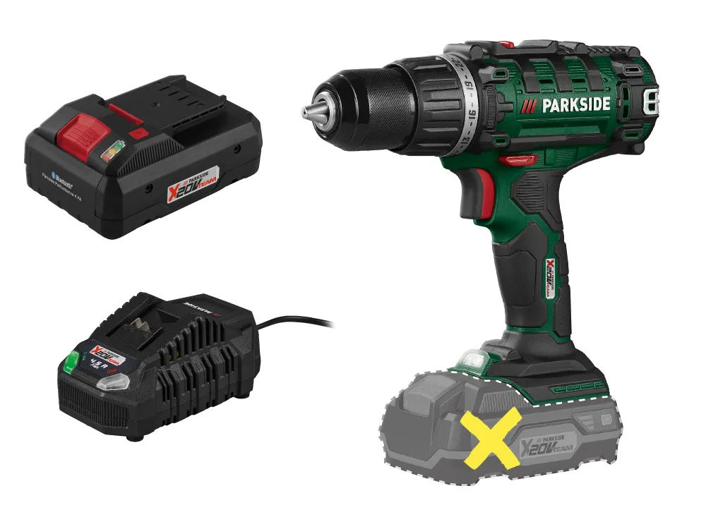 PARKSIDE® Aku vŕtací skrutkovač PABS 20-Li I9 + Smart akumulátor 20 V/4 Ah + Rýchlonabíjačka 20 V/4,5 A