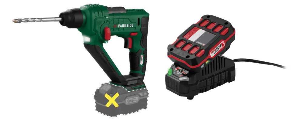 PARKSIDE® Aku vŕtacie kladivo PABH 20-Li D4 + Akumulátor 20 V 2 Ah PAP 20 B1 + Nabíjačka 20 V 2,4 A PLG 20 C1