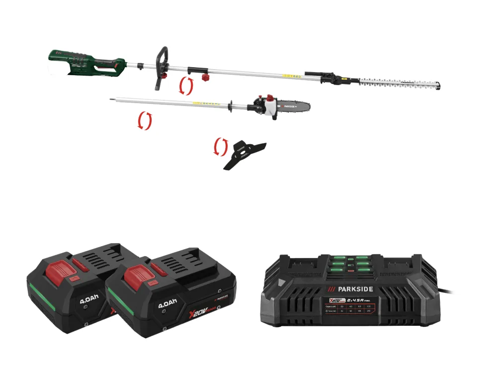 Parkside® Aku zahradní kombinované nářadí 4 v 1 Pgkga 40-Li A1, 2x Smart 4 Ah