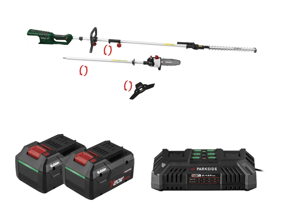 Parkside® Aku zahradní kombinované nářadí 4 v 1 Pgkga 40-Li A1, 2x Smart 8 Ah