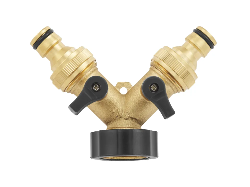 PARKSIDE® Messing Stecksystem, 4-teilig / Messing 2- Wege-Verteiler (Messing 2-Wege-Verteiler)
