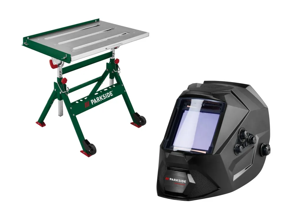 PARKSIDE® Mobilný skladací zvárací stôl + Automatická zváracia helma XXL PSHP A1