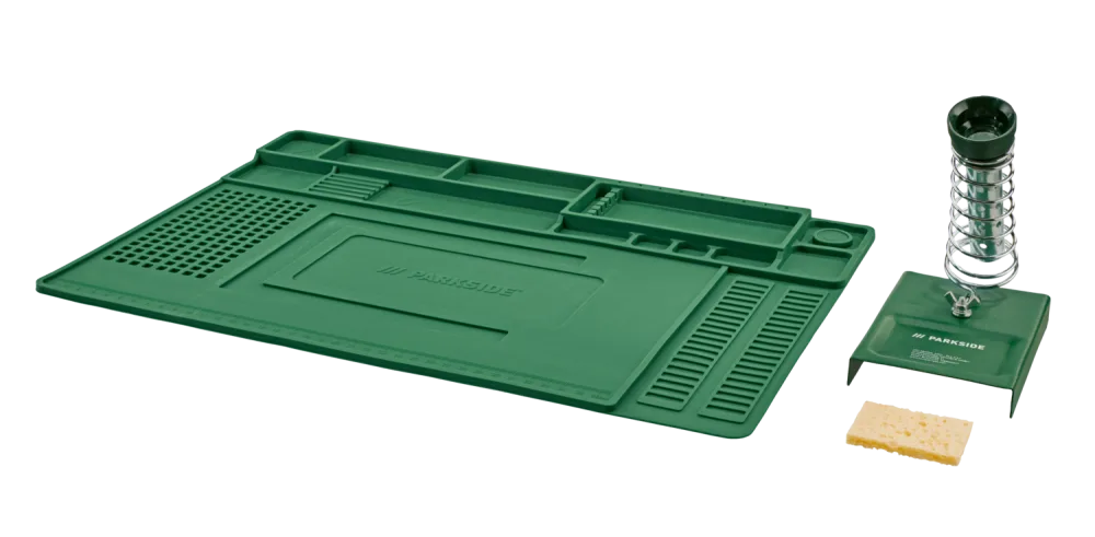 PARKSIDE® Seitenschneider Set (3-teilig)/ Lötmatte, Lötkolbenhalter Set (2-teilig)/ Löthilfe mit Beleuchtung (Lötkolbenständer Set)
