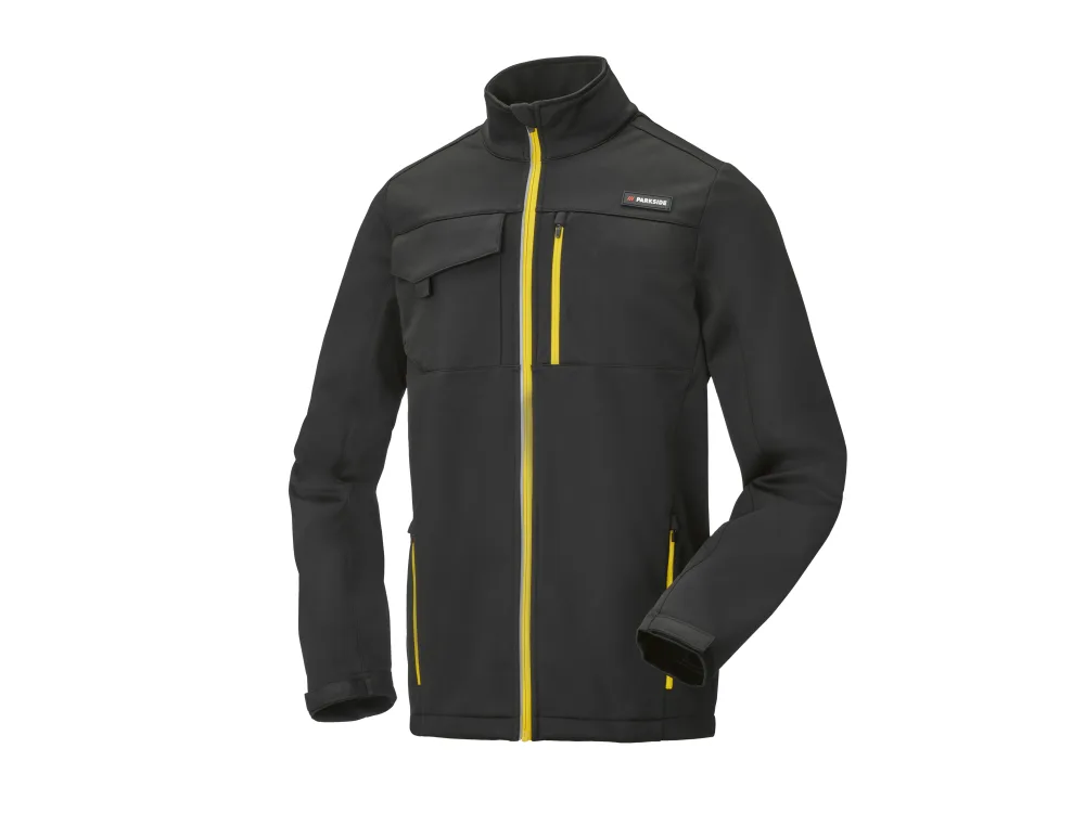 PARKSIDE® Pánska softšelová bunda (čierna/žltá, XL (56/58))