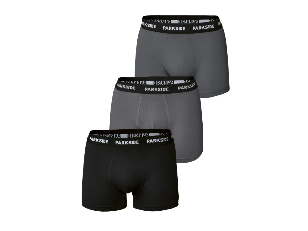 PARKSIDE® Pánske boxerky, 3 kusy (čierna/sivá, 5/M)