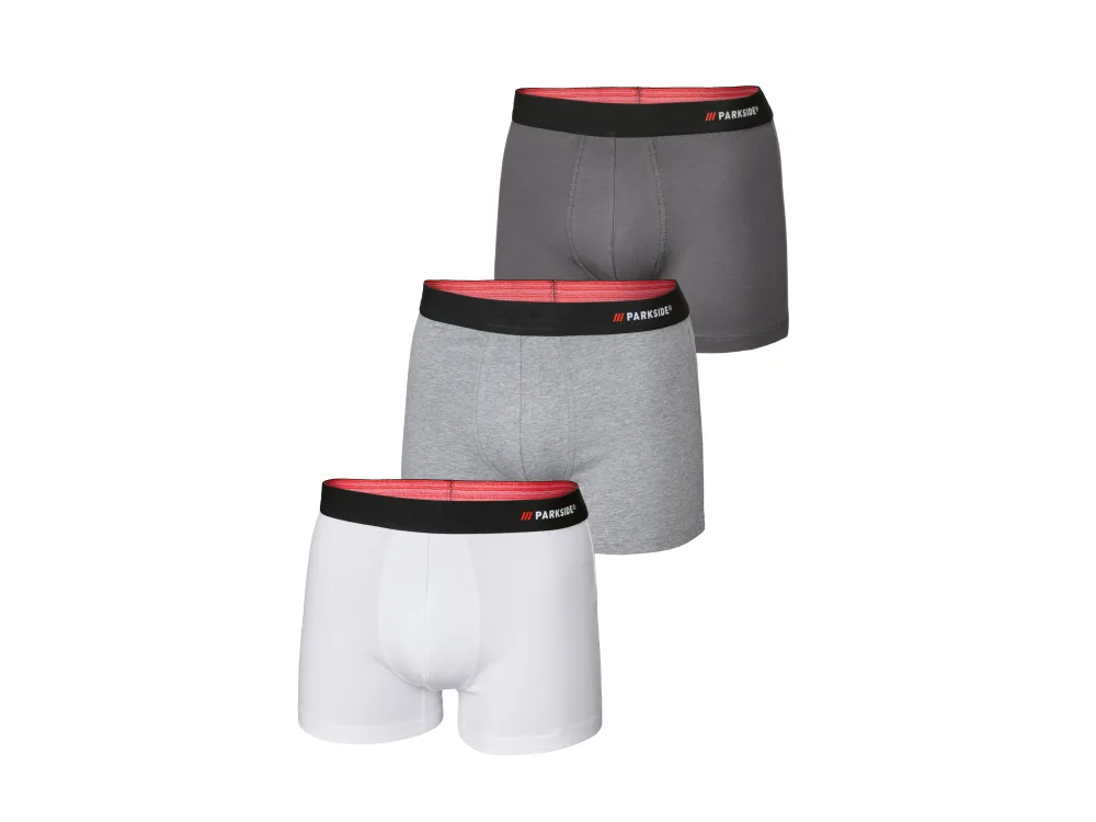 PARKSIDE® Pánske boxerky, 3 kusy (sivá/biela, 5/M)