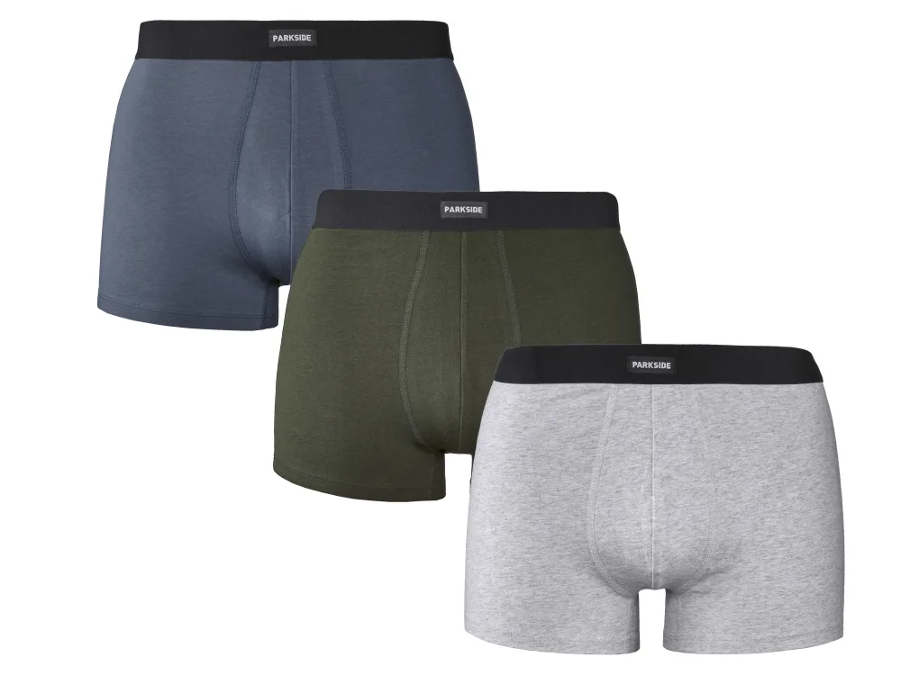 PARKSIDE® Pánske boxerky, 3 kusy (zelená/modrá/sivá, S)