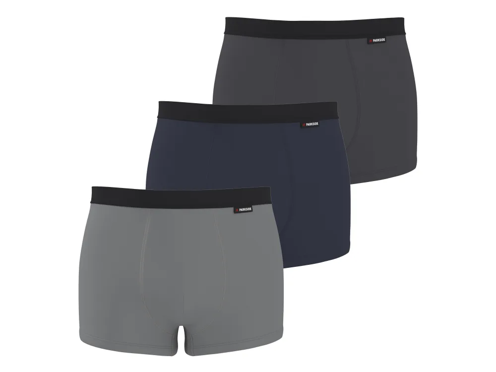 PARKSIDE® Pánske funkčné boxerky, 3 kusy (navy modrá/sivá/bledosivá, 5/M)