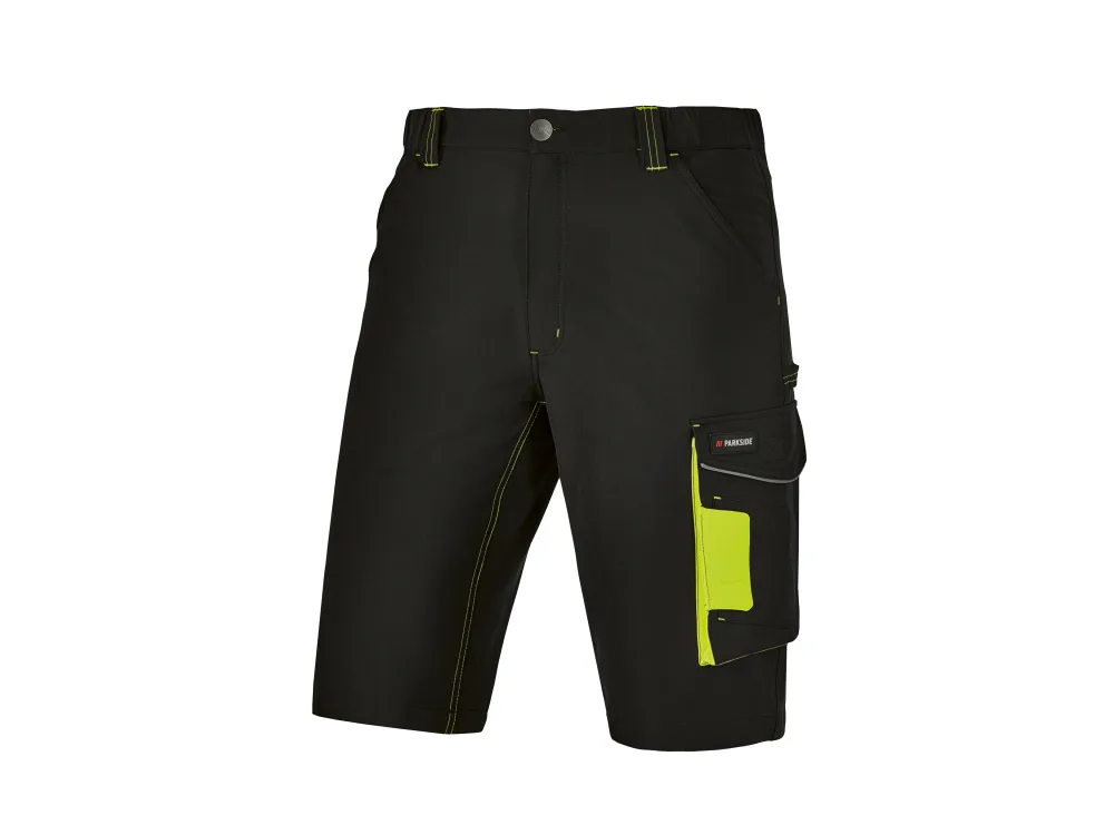 PARKSIDE® Pánske strečové pracovné bermudy (čierna/žltá, 58)
