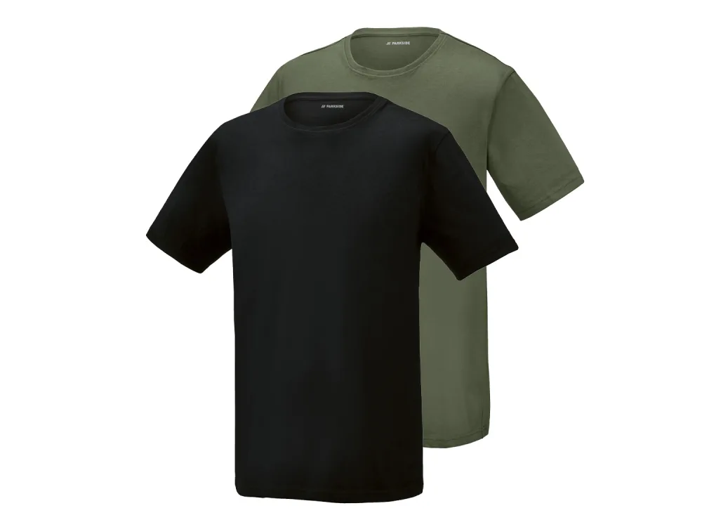 PARKSIDE® Pánske tričká, 2 kusy (čierna/zelená, XL (56/58))