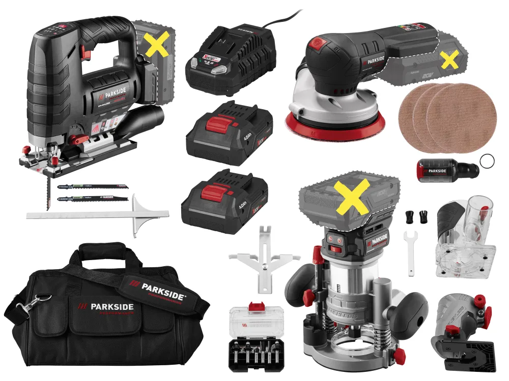 PARKSIDE PERFORMANCE® 20 V Akku-Werkzeug Kombiset 6-teilig., mit Akku und Ladegerät