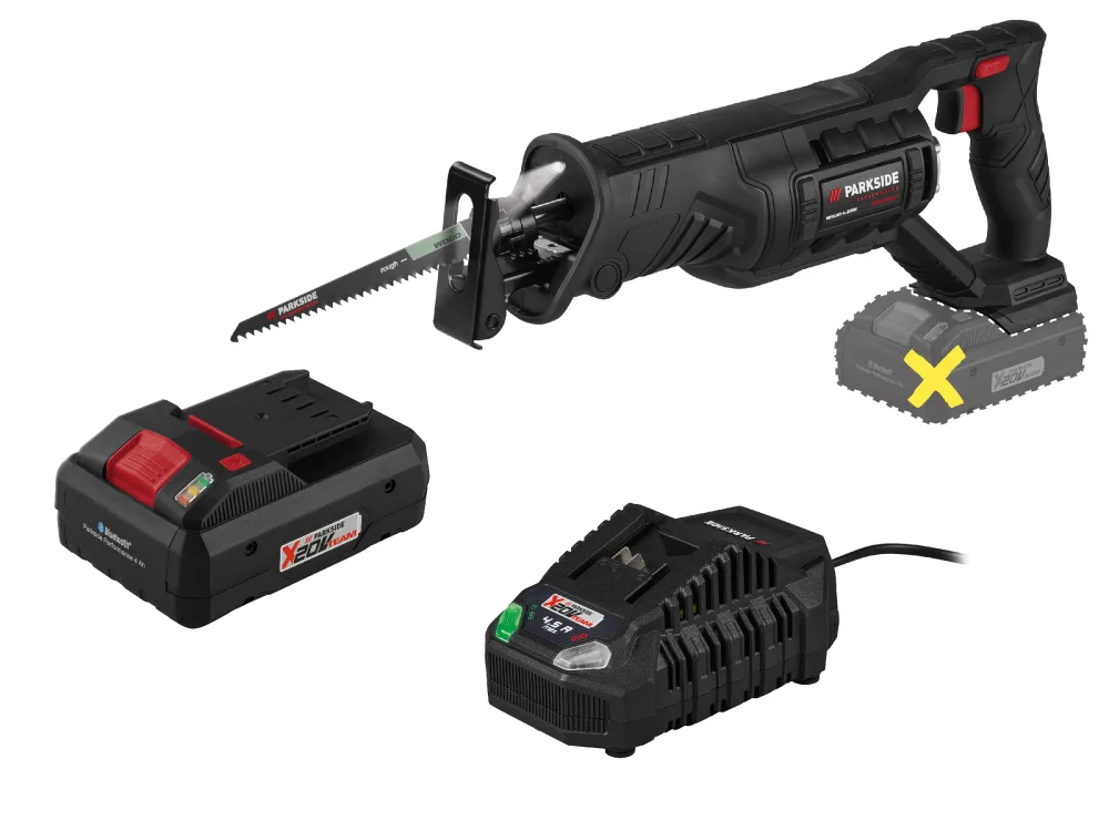 PARKSIDE PERFORMANCE® Aku chvostová píla 20 V PSSAP 20-Li E6 + Smart akumulátor 20 V/4 Ah + Rýchlonabíjačka 20 V/4,5 A