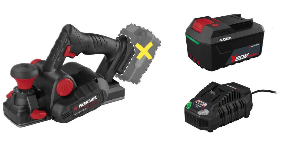 PARKSIDE PERFORMANCE® Aku hoblík PPHA 20-Li C3 + Akumulátor 20 V/4 Ah PAP 204 A1 + Rýchlonabíjačka akumulátora 20 V/4,5 A PLG 20 C3