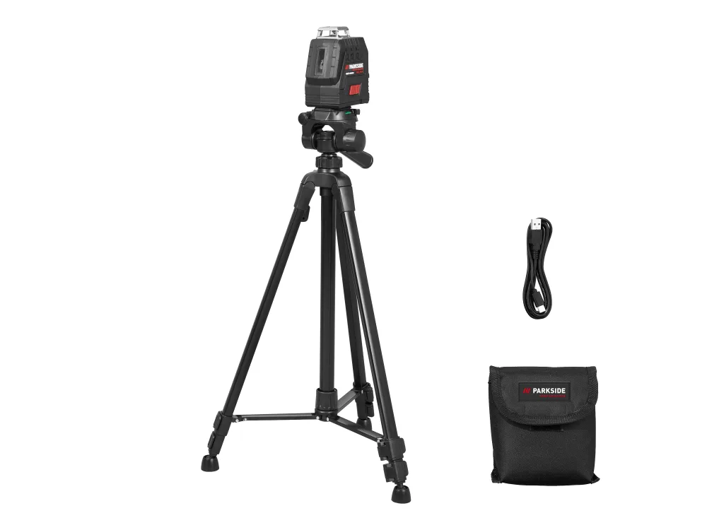 PARKSIDE PERFORMANCE® Niveau laser en croix sans fil 360° 4V, PKLLP 360 B3, avec batterie intégrée et câble de charge