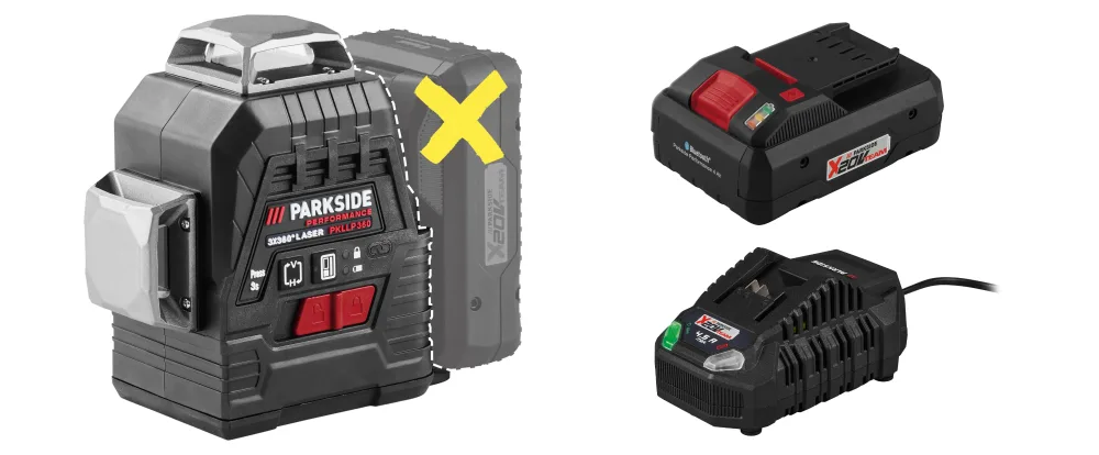 PARKSIDE PERFORMANCE® Aku krížový líniový laser PKLLP 3360 A1 + Smart akumulátor 20 V/4 Ah PAPS 204 B1 + Rýchlonabíjačka 20 V/4,5 A PLG 20 C3