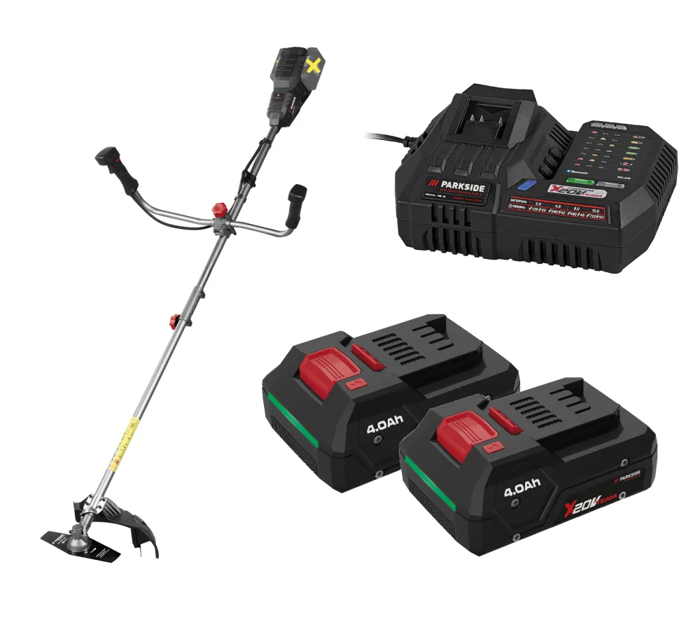 PARKSIDE PERFORMANCE® Aku krovinorez 2 v 1 40 V PPAFS 40-Li A1 + Smart nabíjačka akumulátora 20 V/12 A + Smart akumulátor 20 V/4 Ah, 2 kusy