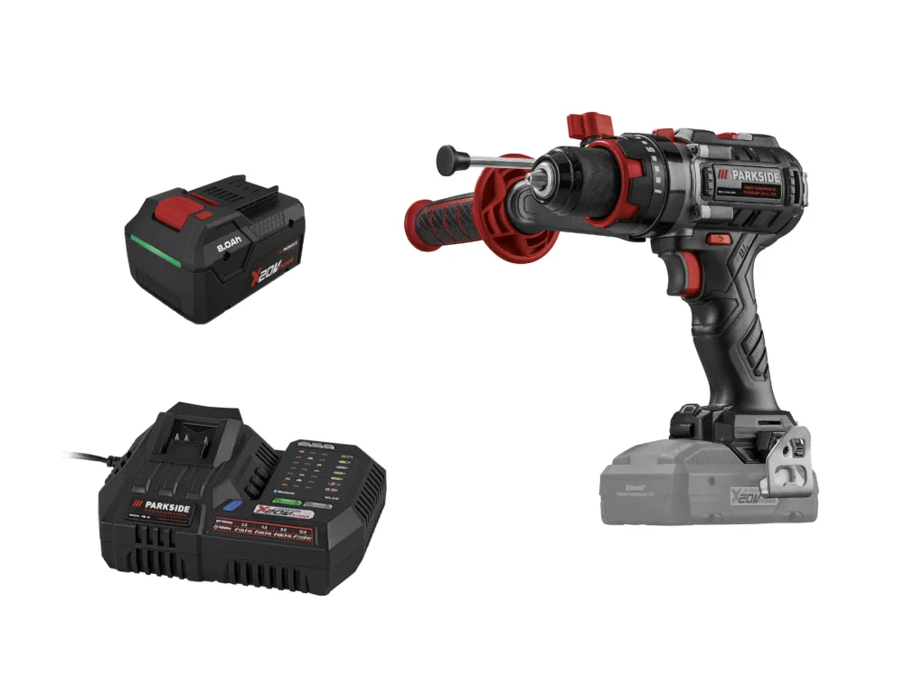 Parkside Performance® Aku příklepová vrtačka Psbsap 20 Li-D4, Smart 8 Ah