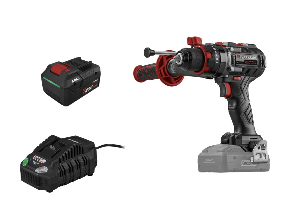 Parkside Performance® Aku příklepová vrtačka Psbsap 20 Li-D4, Smart 8 Ah