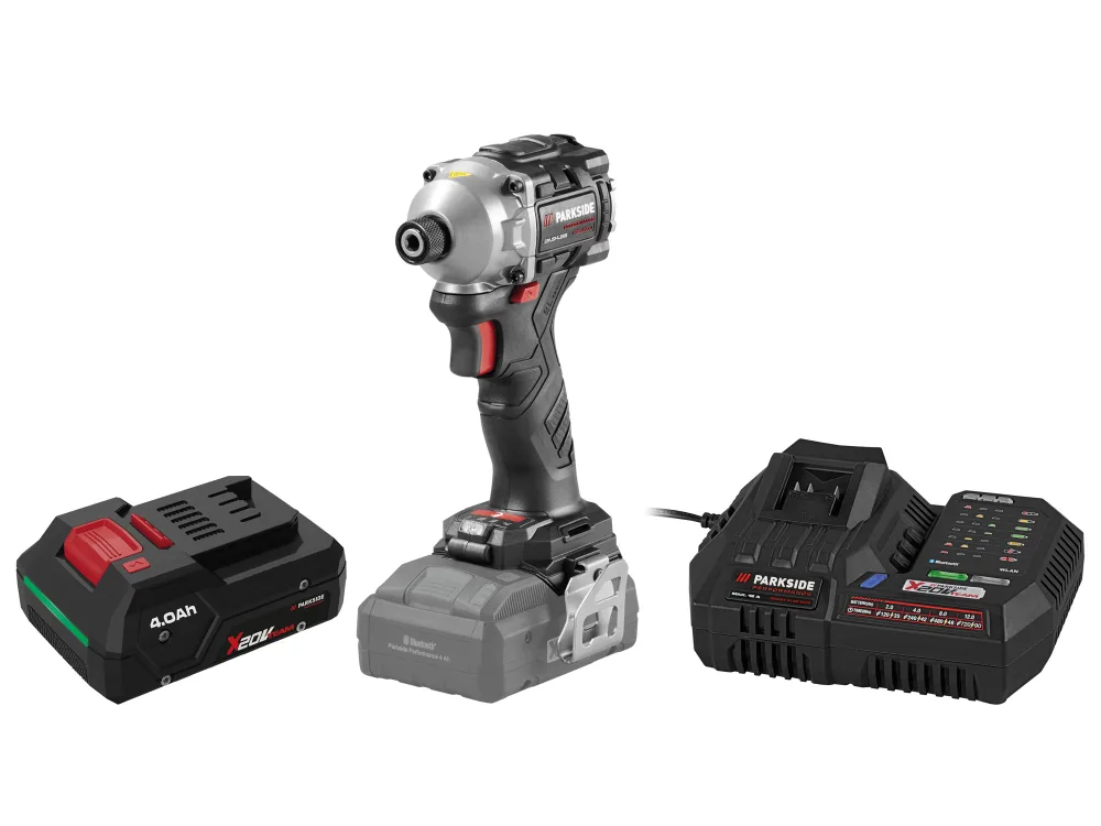 PARKSIDE PERFORMANCE® Aku rázový uťahovák PDSSAP 20-Li D3 + Smart nabíjačka akumulátora 20 V/12 A + Smart akumulátor 20 V/4 Ah