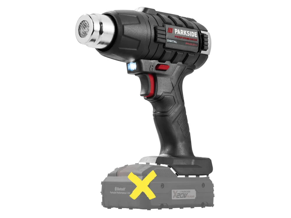 PARKSIDE PERFORMANCE® Aku teplovzdušná pištoľ PPHLGA 20-Li B3 – bez akumulátora