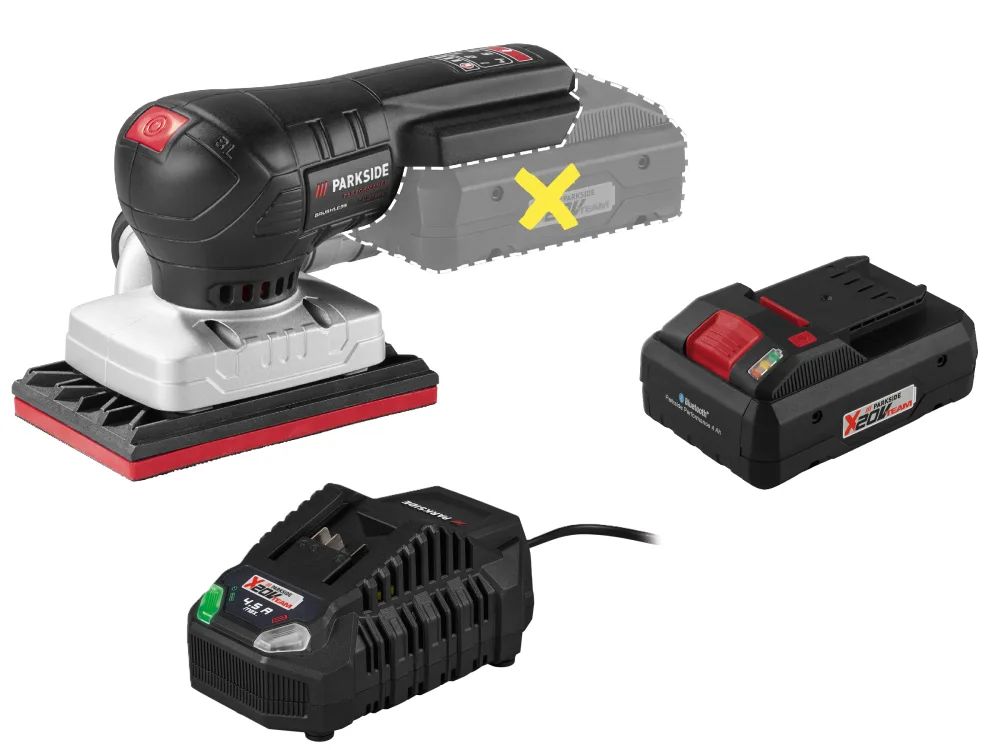 PARKSIDE PERFORMANCE® Aku vibračná brúska 20 V PAMSP 20-Li A2 + Smart akumulátor 20 V/4 Ah + Rýchlonabíjačka 20 V/4,5 A
