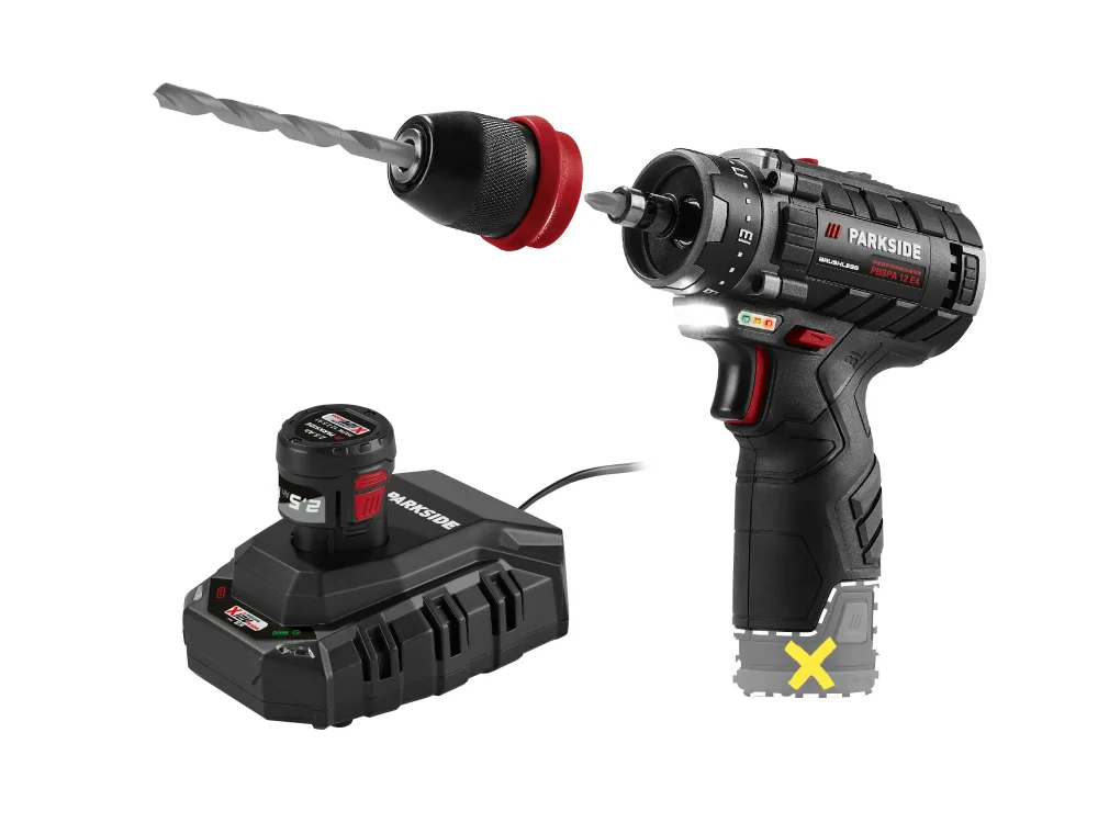 PARKSIDE PERFORMANCE® Aku vŕtací skrutkovač PBSPA 12 E4 + Akumulátor 12 V/2,5 Ah + Nabíjačka 6 A PLGK 12 6.0 B1