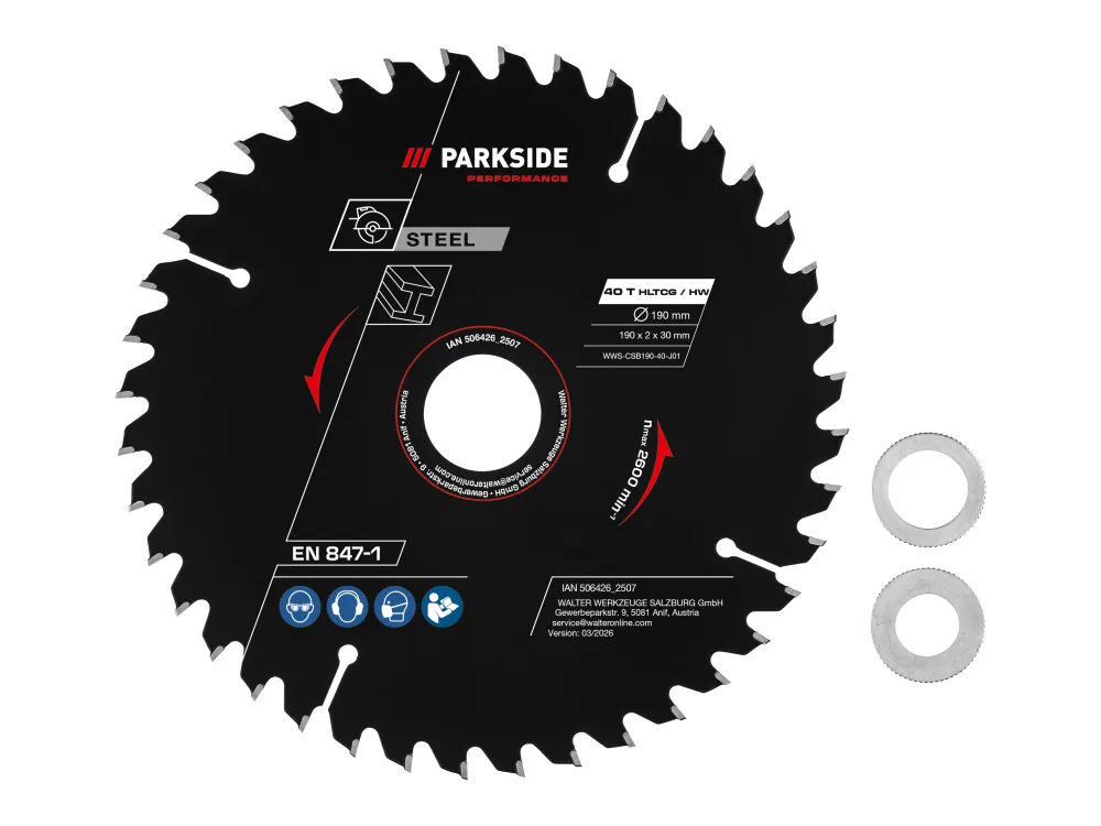 PARKSIDE PERFORMANCE® Pílový kotúč, 190 mm (oceľ, 40 zubov)