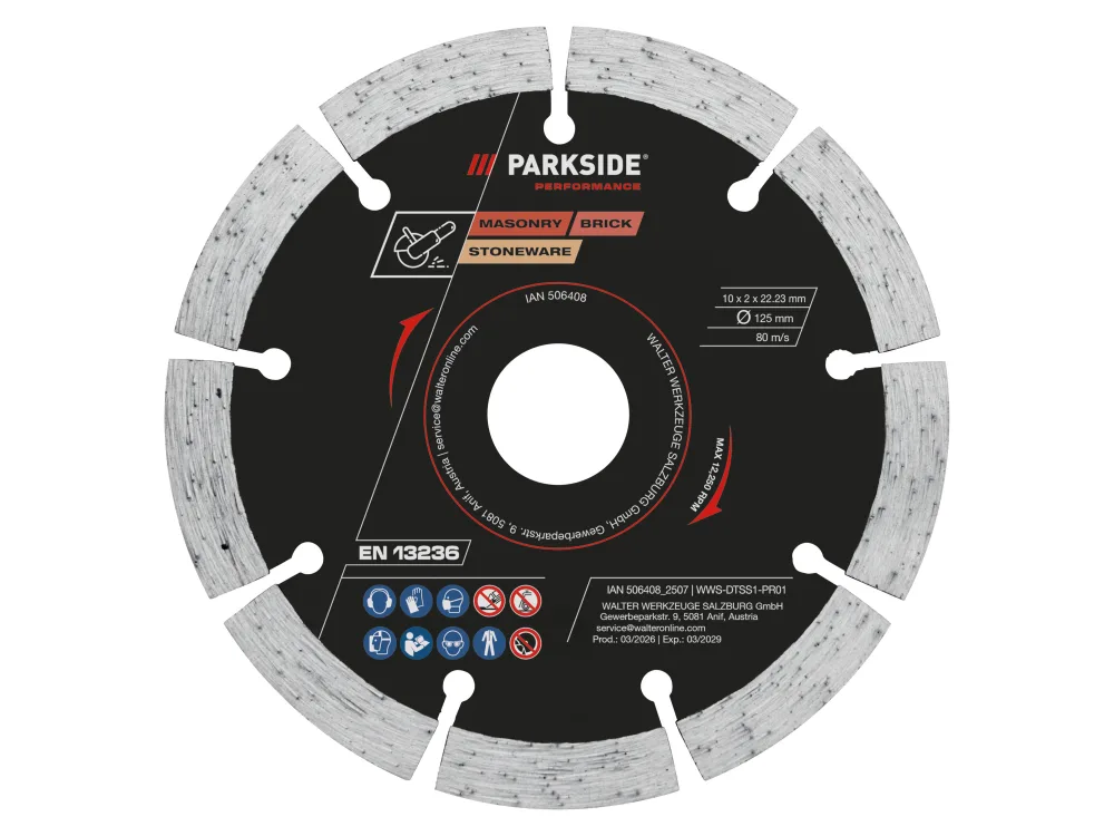 PARKSIDE PERFORMANCE® Rezné kotúče/Hrubovacie kotúče/Diamantový rezný kotúč, 125 mm (diamantový rezný kotúč)