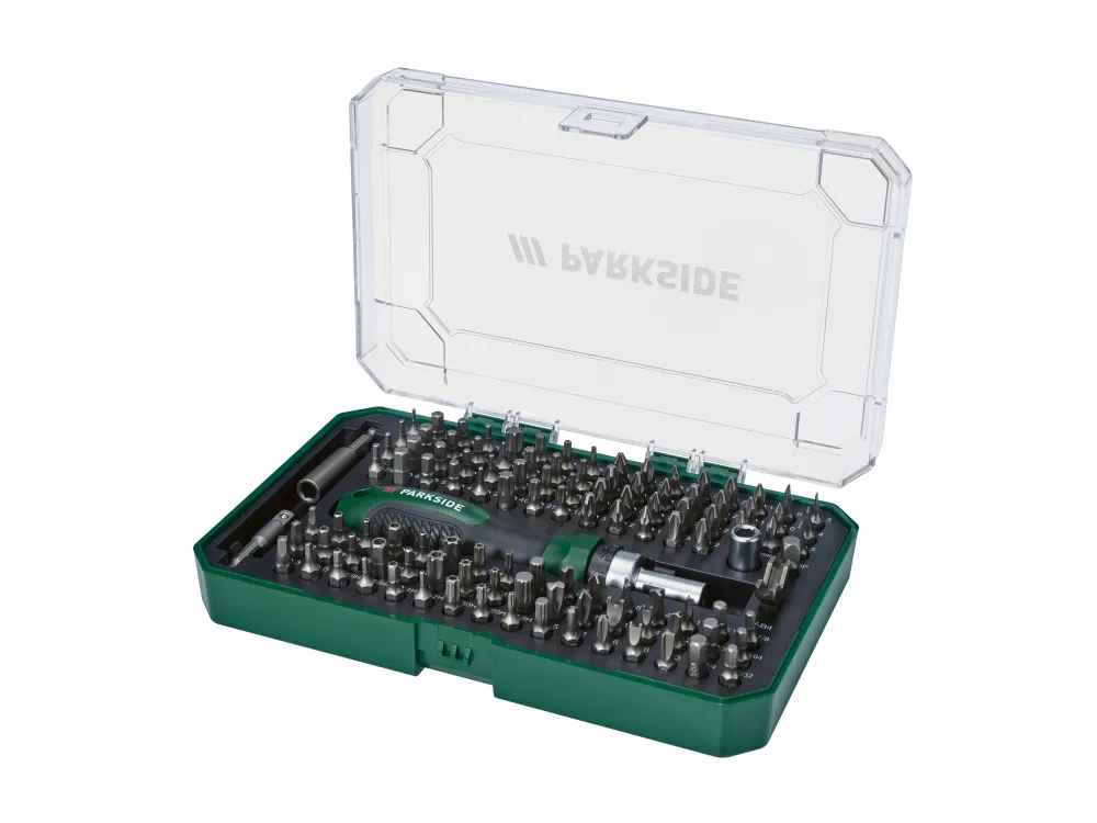 PARKSIDE® Račňový skrutkovač s bitmi, 115-dielna súprava