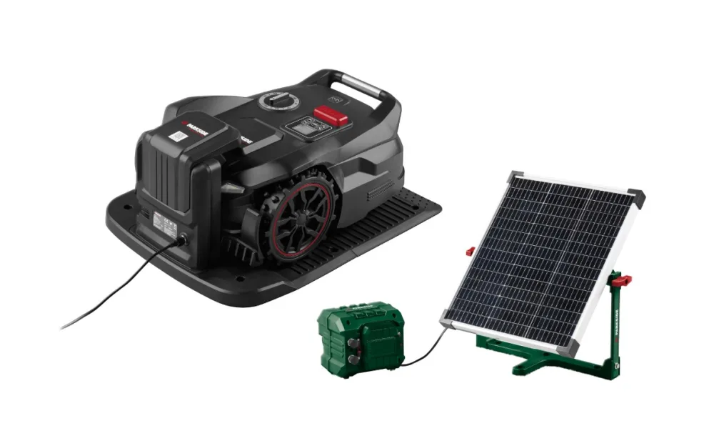 Parkside® Smart robotická sekačka Ppamr 1250 A1 s akumulátorem, nabíjecí stanicí a solární nabíjecí stanice Paslm 25 A1