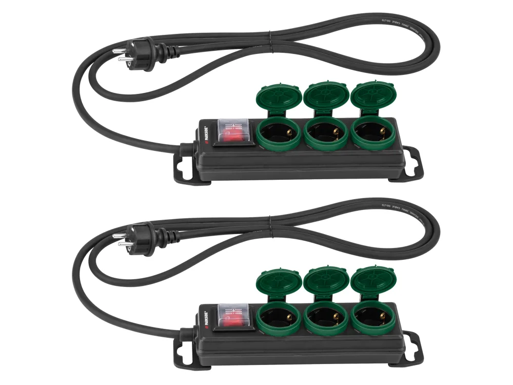 PARKSIDE® Steckdosenleiste, mit Berührungsschutz (3-fach 2er-Set)