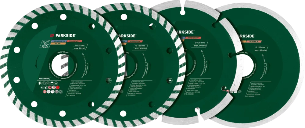 PARKSIDE® Súprava rezných kotúčov, Ø 125 mm (súprava diamantových rezných kotúčov, 4-dielna)