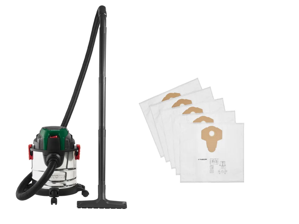 PARKSIDE® Vysávač na mokré a suché vysávanie PWD 12 B1 + Filtračné vrecká z netkanej textílie, 5 kusov