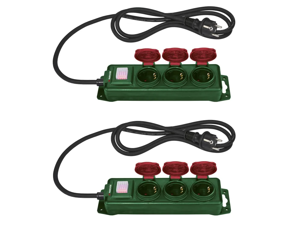 PARKSIDE® Zásuvková lišta (3 zásuvky, 2 kusy)